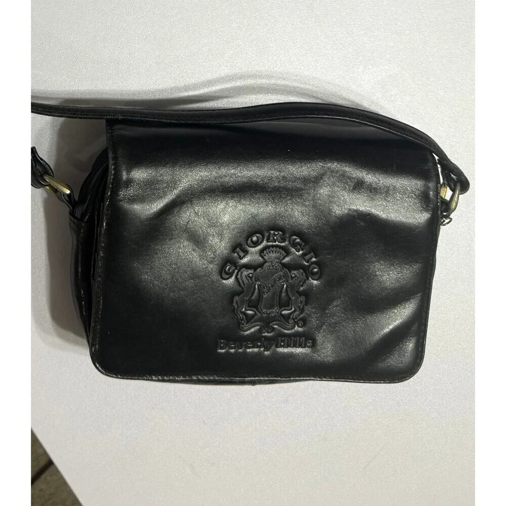 Black leather vintage Giorgio Beverly Hills crossbody purse - Picture 5 of 7
